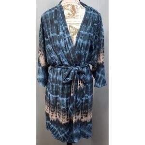 Linea Donatella Sleep Dress Womens S/M Multi Tie Dye Kimono Lounge Sleepwear